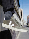 Veja V-12 Vegan B-Mesh Olive White Sneakers