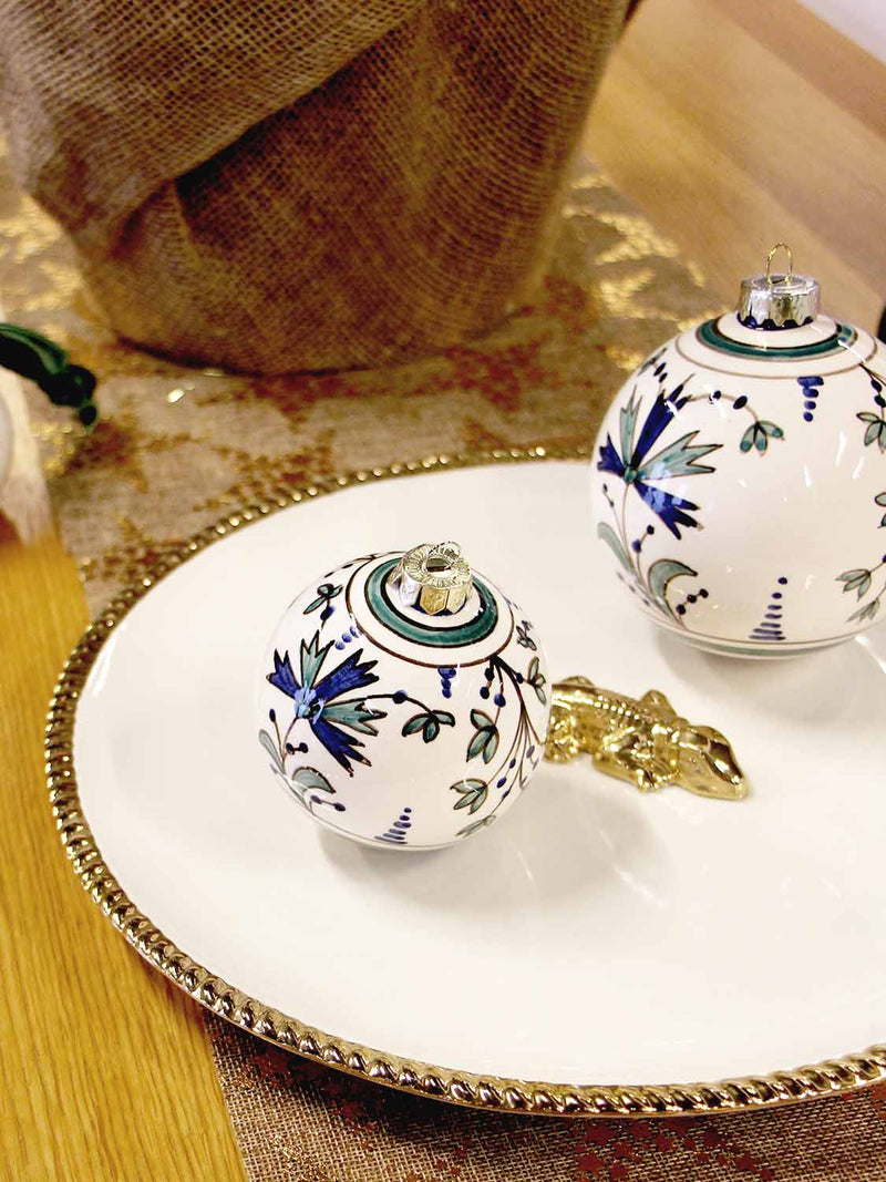 Les Ottomans Hand-Painted Christmas Ball Flowers Large