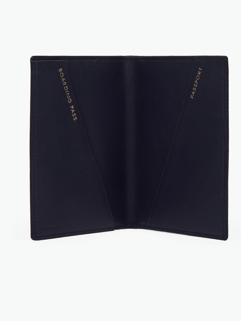 Smythson Passport Cover Stars Navy