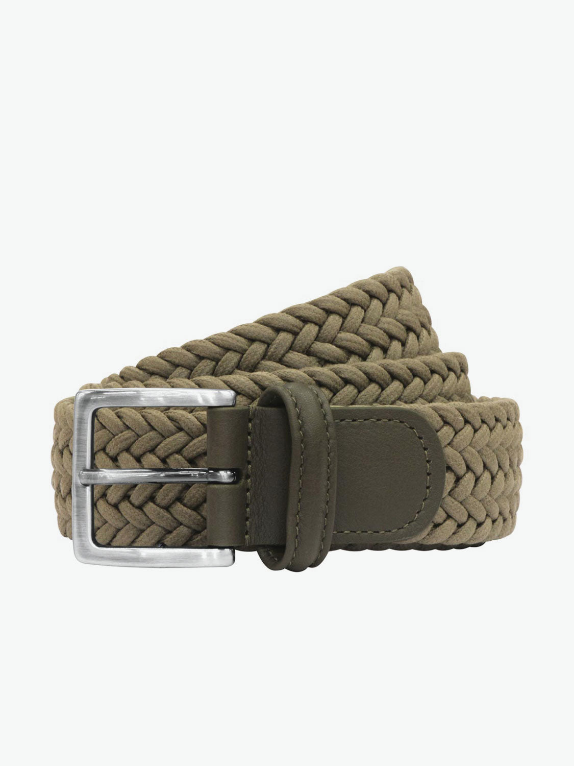Brown Woven waxed cotton and leather belt, Anderson's