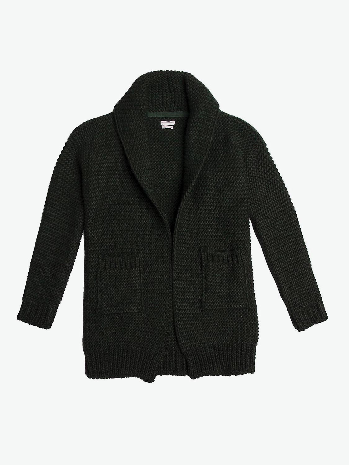 Oversized Shawl Collar Sweater Green Marl